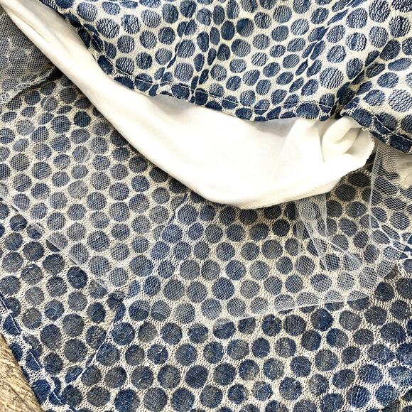 Weston Wear Anthropologie Dress Frothed Dot Blue White Sz S Retro Fit & Flare - Picture 7 of 8